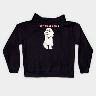 Say what now ? Cavapoo Cavoodle  Cavapoochon white attitude - cute cavalier King Charles spaniel Bichon frise Kids Hoodie